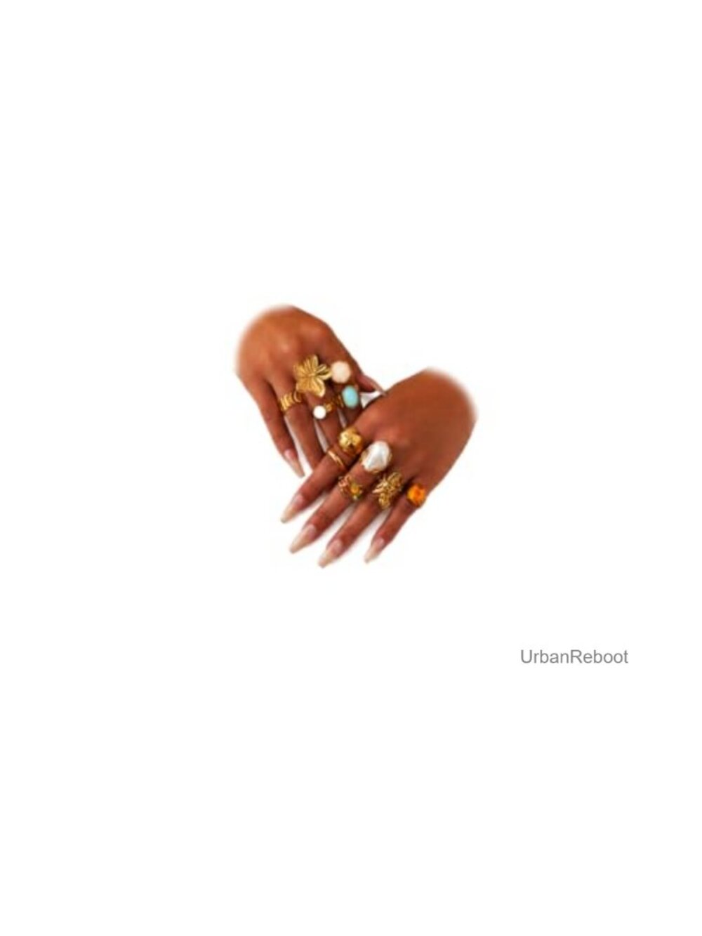 Chunky Gold Rings for Women Non Tarnish, Baroque Pearl Flower Tiger's Eye Stone